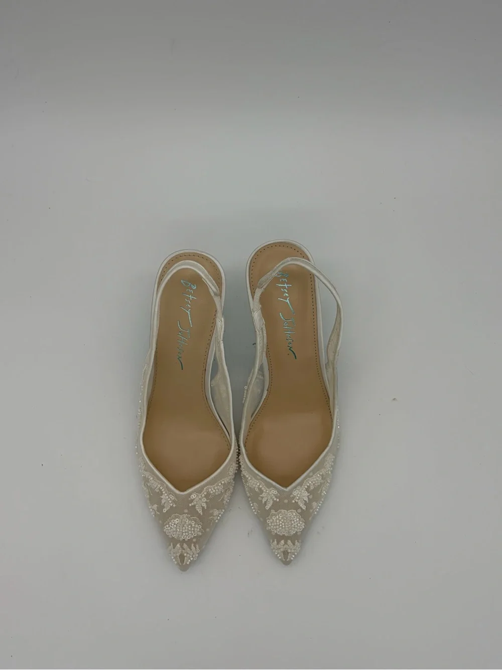 Betsey Johnson Ivory Beaded Slingback Pointed Heels